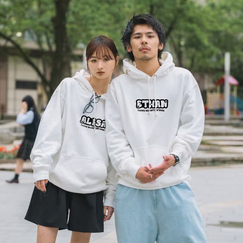 Customized single-piece couple sweatshirt Hong Kong original customized round neck long-sleeved hoodie - เสื้อฮู้ด - ผ้าฝ้าย/ผ้าลินิน หลากหลายสี