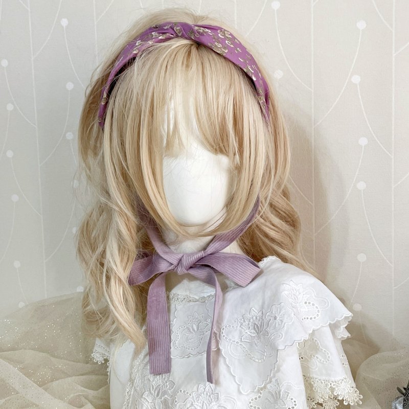 Multi-purpose strap headband/purple bow knotted cross headband style wide version painless headband headgear - ที่คาดผม - วัสดุอื่นๆ สีม่วง