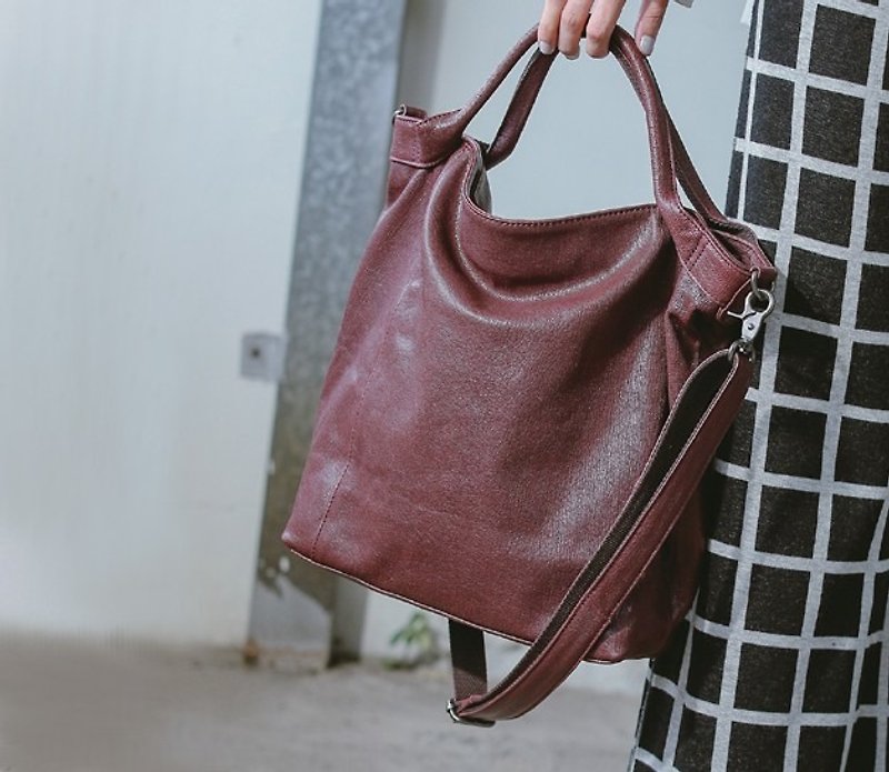 Minimalist Retro Portable Shoulder Leather Dual Pack Purple - Messenger Bags & Sling Bags - Genuine Leather Purple