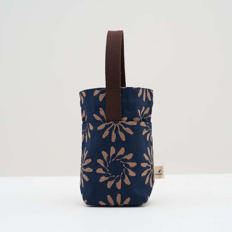 Riri small bag/Wuqiu circle/Navy blue - Beverage Holders & Bags - Cotton & Hemp 