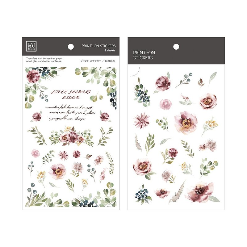 【Print-On Stickers 轉印貼紙】no.88.花語寄情 | 花草系列 - 貼紙 - 其他材質 灰色