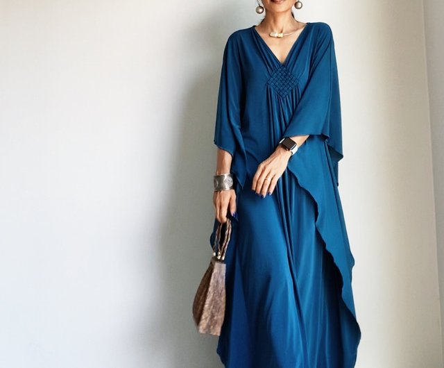 Kaftan Teal blue kaftan maxi dress evening dress holiday dress