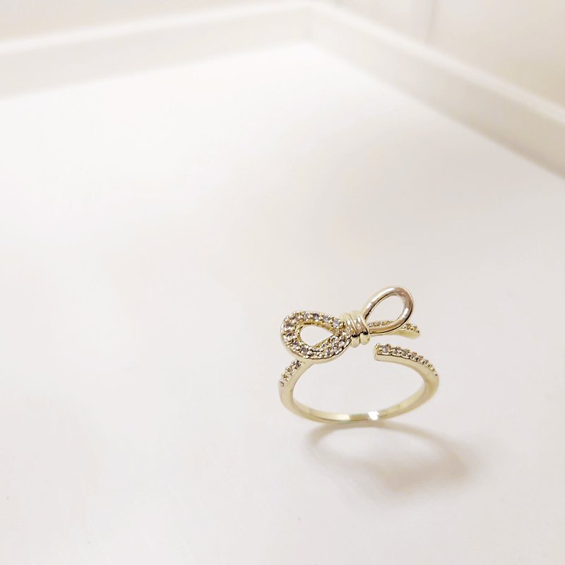 【禮物】約定 青銅色戒指|輕珠寶|青銅|鋯石|開口戒指|蝴蝶 - 戒指 - 銅/黃銅 金色