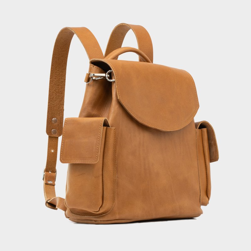 Small Leather Backpack for Women - Designer Mini Rucksack | Italian Leather - กระเป๋าเป้สะพายหลัง - หนังแท้ สีนำ้ตาล