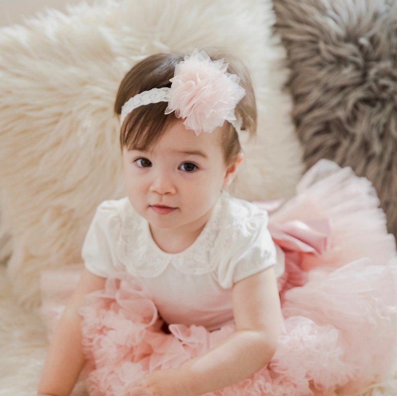 Newborn baby&#39;s exclusive hand-sewn no-viscose Headband handmade flower design headwear-sparkling cute pink