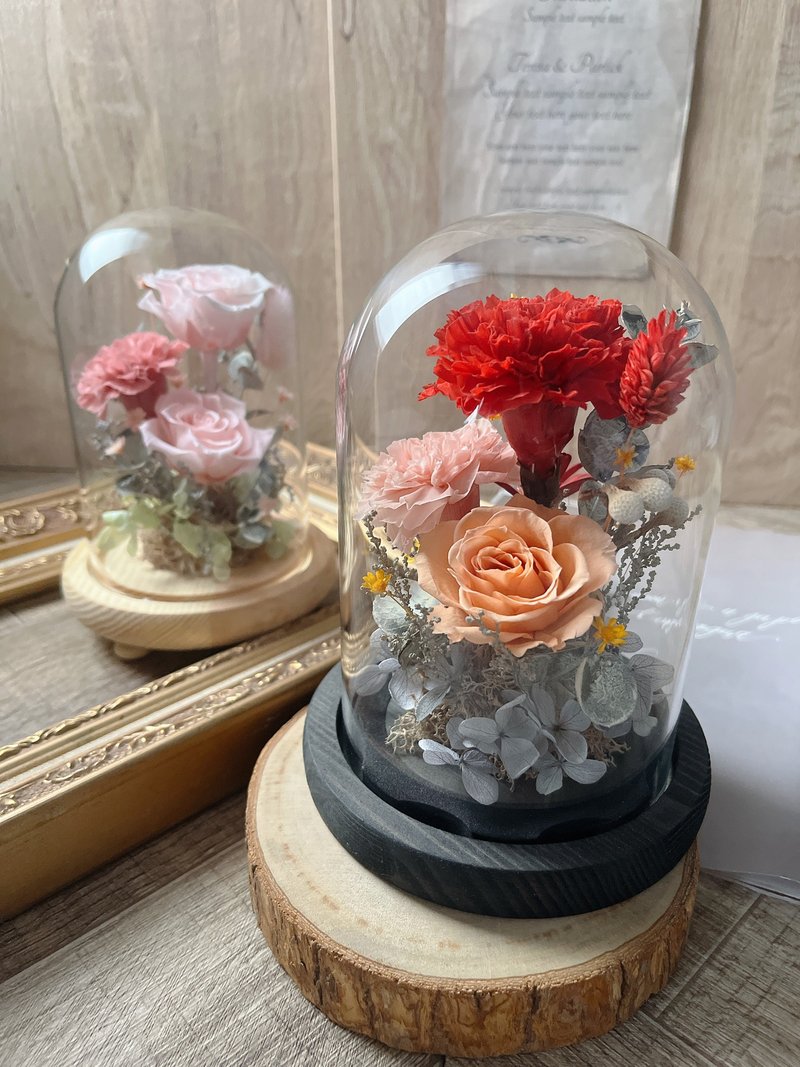 【送禮精選】永生花盅/母親節禮物/玻璃罩盅/乾燥玫瑰/早鳥優惠 - 乾燥花/永生花 - 植物．花 紅色