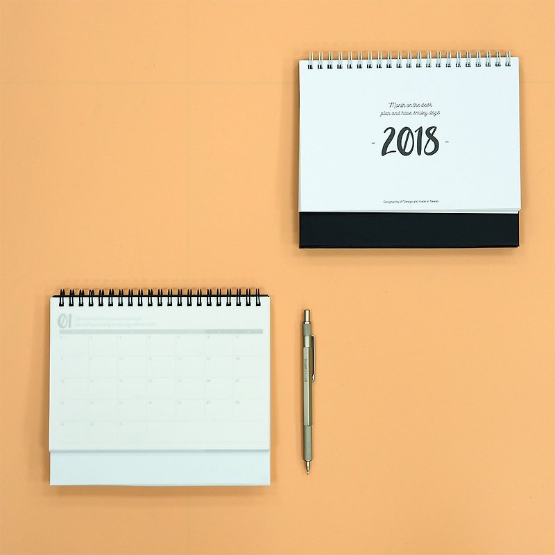 [W2Design] OneMore multi-level 2018 desktop calendar - white (with black paper holder) - Calendars - Paper White
