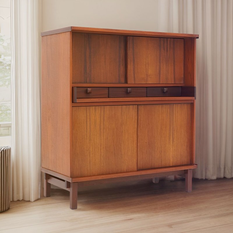 Taisho beautiful log multifunctional side cabinet/desk handmade by craftsmen 228RS. Customized inquiries are welcome. - Wardrobes & Shoe Cabinets - Wood Brown