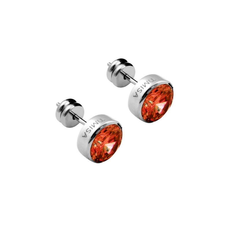 璀璨晶鑽-石榴紅 純鈦耳針一對 買即贈鈦貼兩粒 - 耳環/耳夾 - 其他金屬 紅色