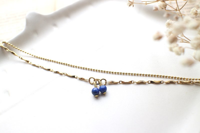 Blueberry-Lapis brass handmade bracelet - Bracelets - Other Metals Blue