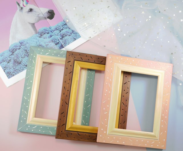 額縁 木製 フレーム 5x7インチ ピンク額