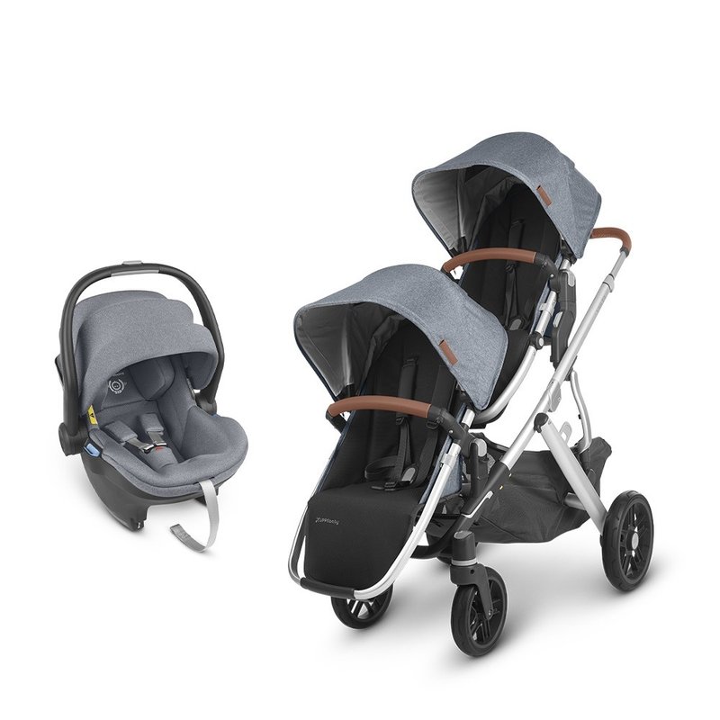 台灣宅配【UPPAbaby】【雙寶推車提籃】VISTA V2藍灰+藍灰提籃*1 - 嬰兒車/嬰兒推車 - 其他材質 藍色