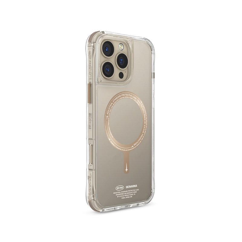 iPhone 16 Pro/Pro Max Saido low-profile magnetic anti-fall phone case with buckle - Rose Gold - เคส/ซองมือถือ - วัสดุอื่นๆ สีทอง