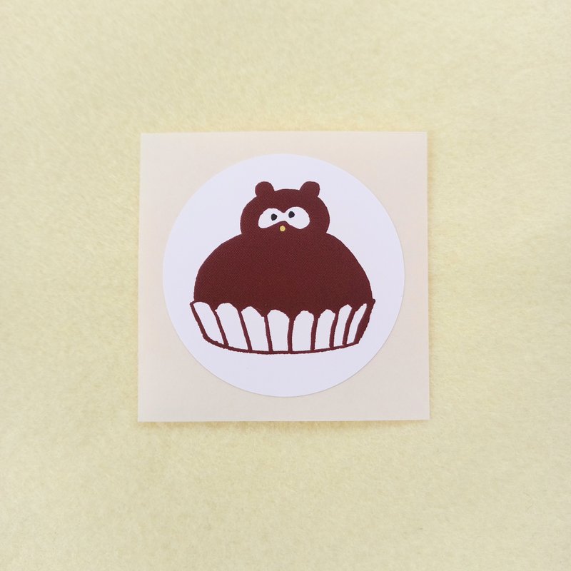 Tanuki cake sticker Tanuki cake sticker Simple Showa retro - สติกเกอร์ - วัสดุกันนำ้ สีนำ้ตาล