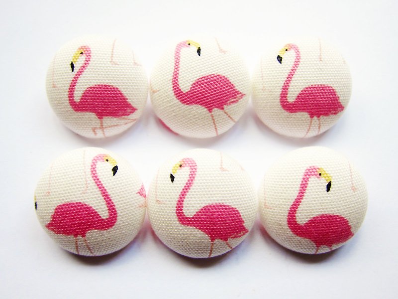 Cloth button knitting and sewing handmade material Flamingo button DIY material - Knitting, Embroidery, Felted Wool & Sewing - Cotton & Hemp Pink