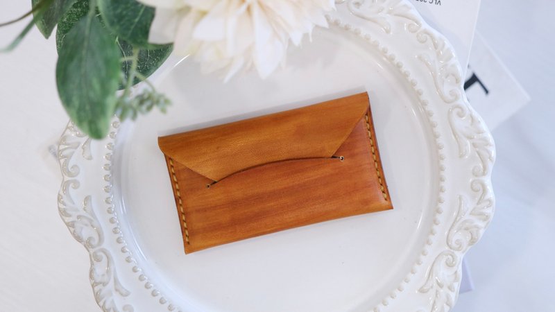 Envelope business card holder/leather business card holder/one person group/beginner friendly/can be engraved - เครื่องหนัง - หนังแท้ 