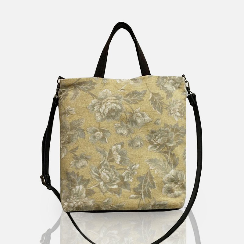 エレガントな手作りのレザーバッグ投げられたカスタム刺繍 - ショルダーバッグ - コットン・麻 ゴールド