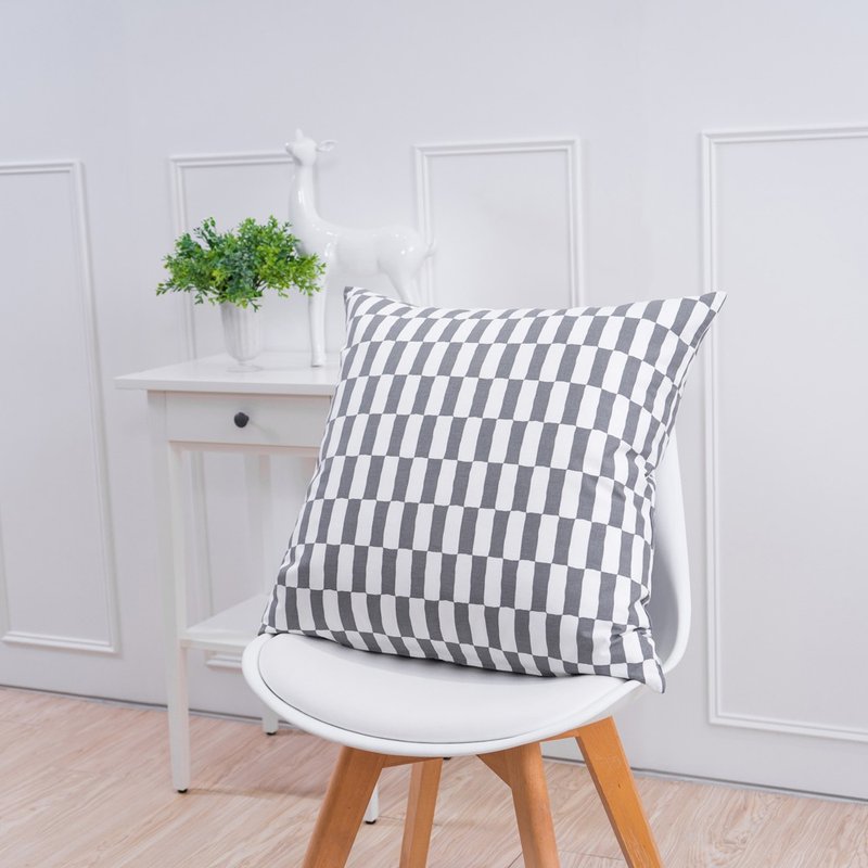 簡約系列抱枕-賽車格灰 - 枕頭/抱枕 - 棉．麻 