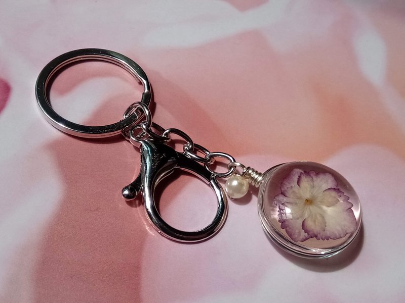 手作押花飾品 | 夏日花漾鑰匙圈 | 包包吊飾 | 圓形吊墜 - 鑰匙圈/鑰匙包 - 玻璃 多色