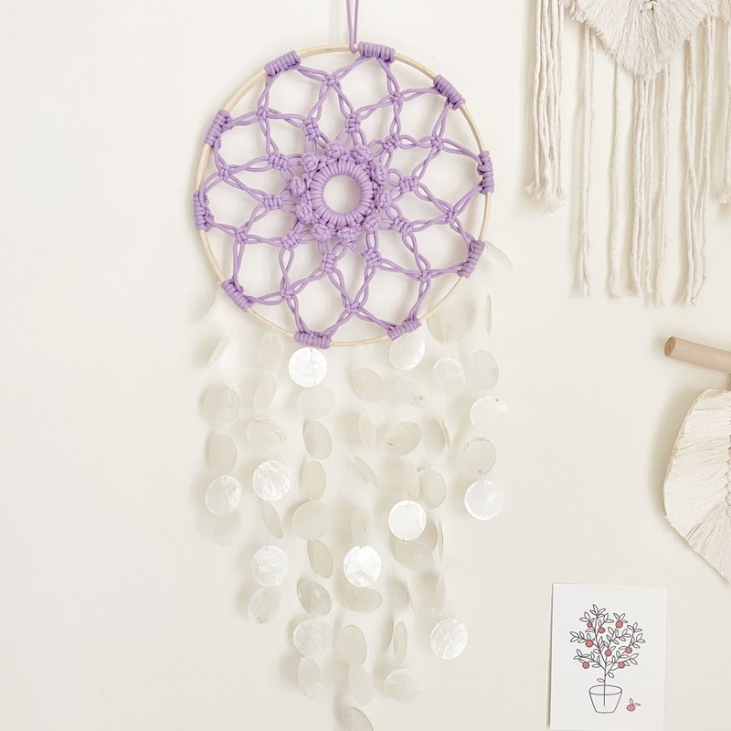 Macrame捕夢網貝殼片掛飾【 Macrame dream catcher 】 - 擺飾/家飾品 - 棉．麻 
