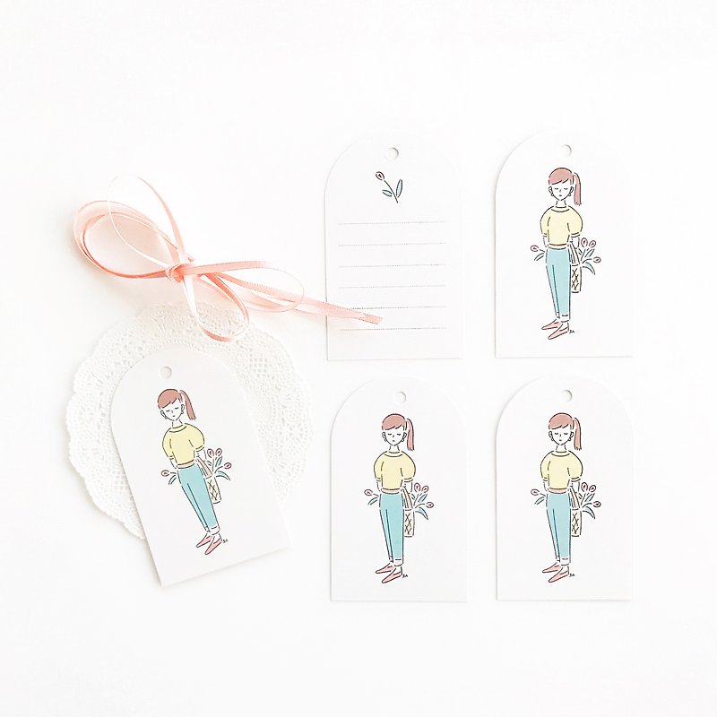 アーチ型タグメッセージカードセット - 卡片/明信片 - 紙 粉紅色