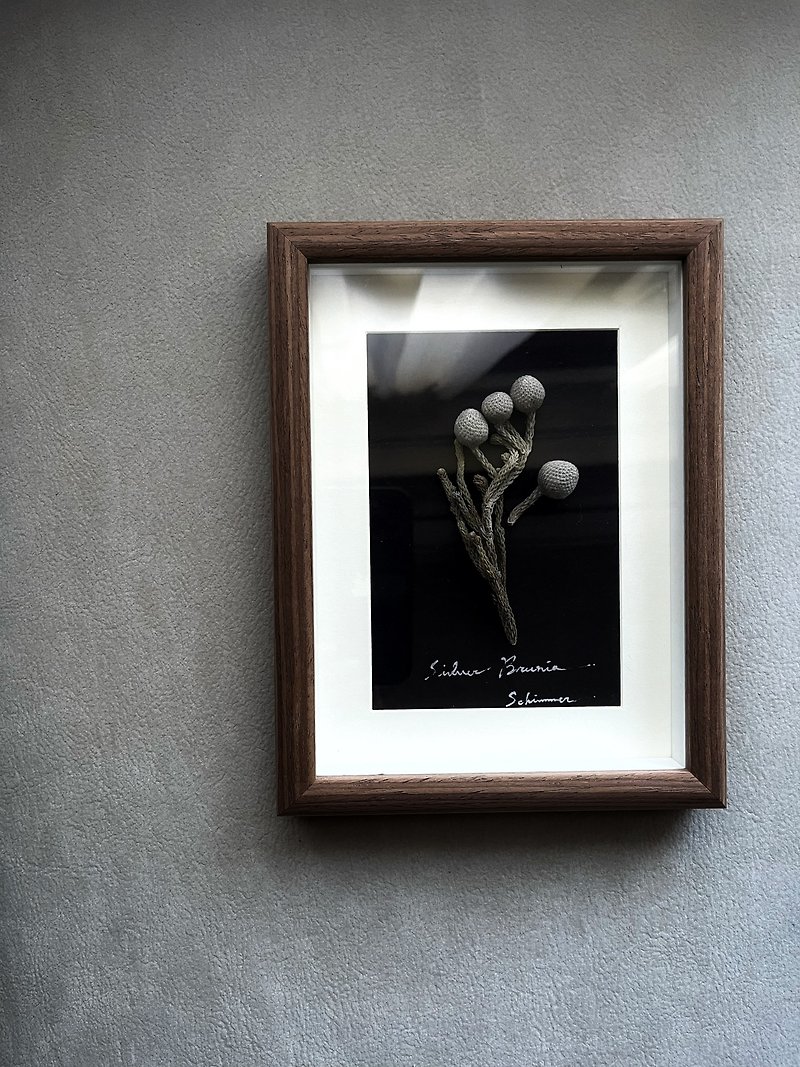 Natural dried flower frame∣ Silver brunia - ของวางตกแต่ง - พืช/ดอกไม้ สีเทา