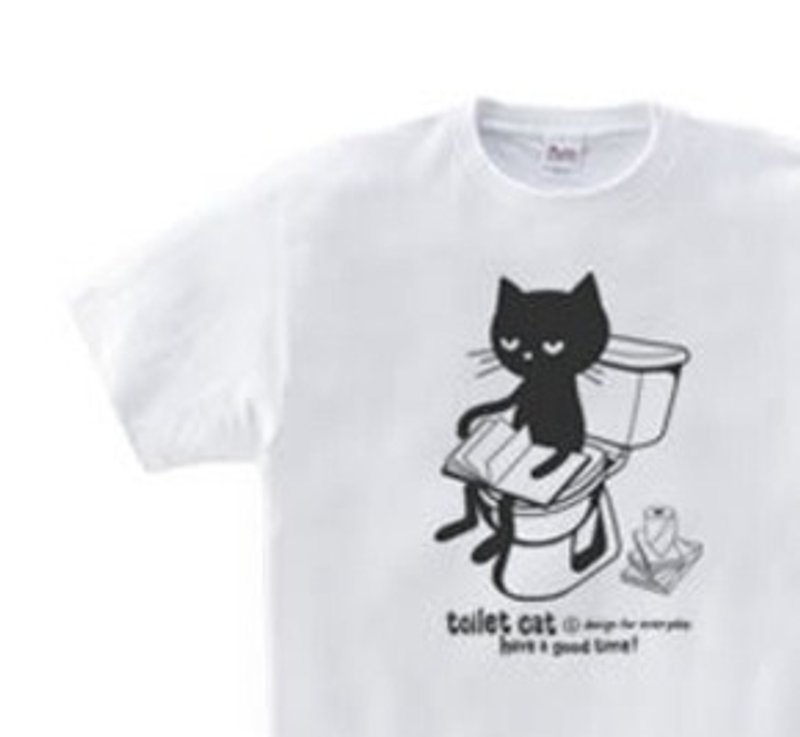 トイレとねこ 150.160（WomanM.L）Tシャツ【受注生産品】 - T 恤 - 棉．麻 白色