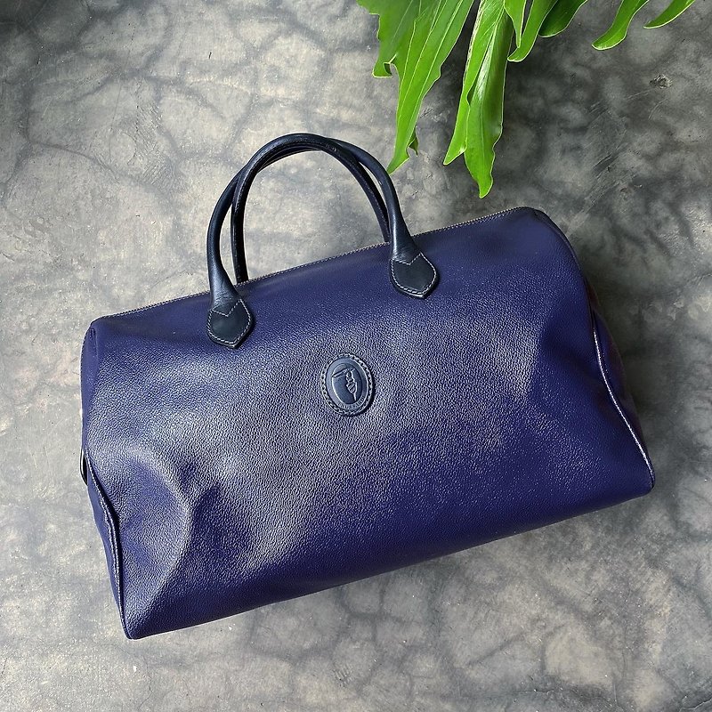 Old bones Trussardi blue purple portable speedy bag E67 vintage antique bag - Handbags & Totes - Waterproof Material 