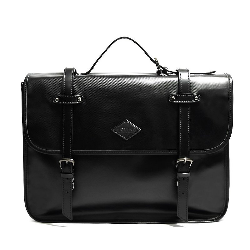 Black waterproof retro school bag - กระเป๋าแมสเซนเจอร์ - วัสดุกันนำ้ สีดำ