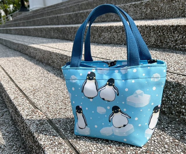子供用撥水ランチバッグ キングペンギン風 台湾製手作り