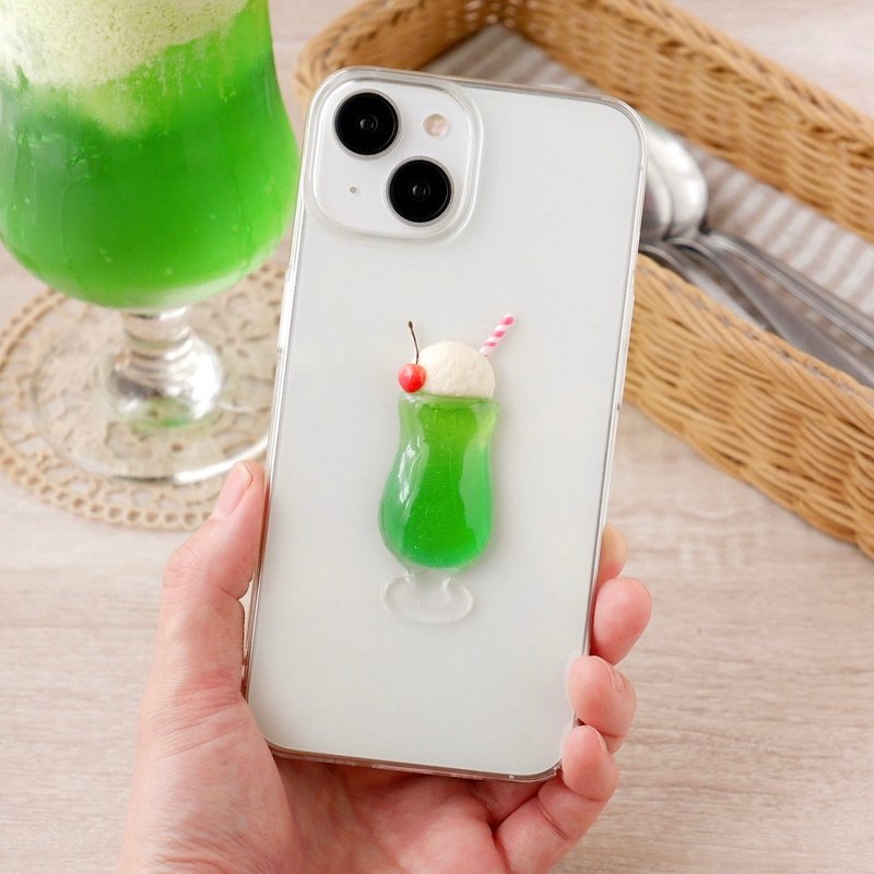 クリームソーダ iPhoneケース フェイクスイーツ クリアスマホケース 喫茶店 iPhone16 - 手機殼/手機套 - 樹脂 綠色