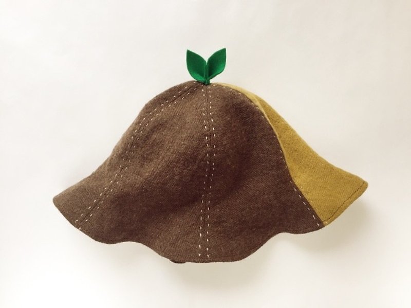 SALE GUYUNG GREAT LINEN Wool leaf beside hat. - Bibs - Cotton & Hemp Brown