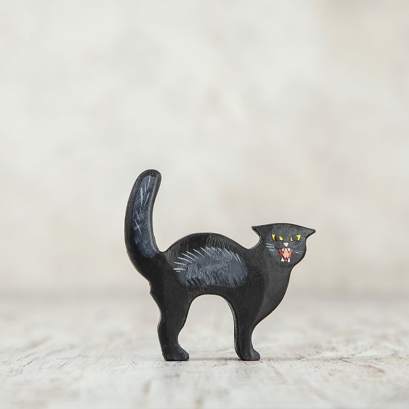 Wooden Black cat toy Halloween - Kids' Toys - Eco-Friendly Materials Black