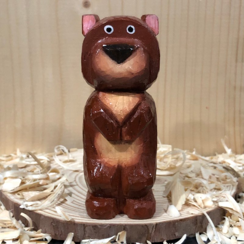 Shy Bear - 擺飾/家飾品 - 木頭 多色