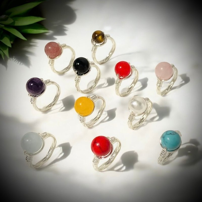 C&W natural raw mineral crystal tourmaline agate amber Wax hand-designed simple ring ring - General Rings - Jade Silver