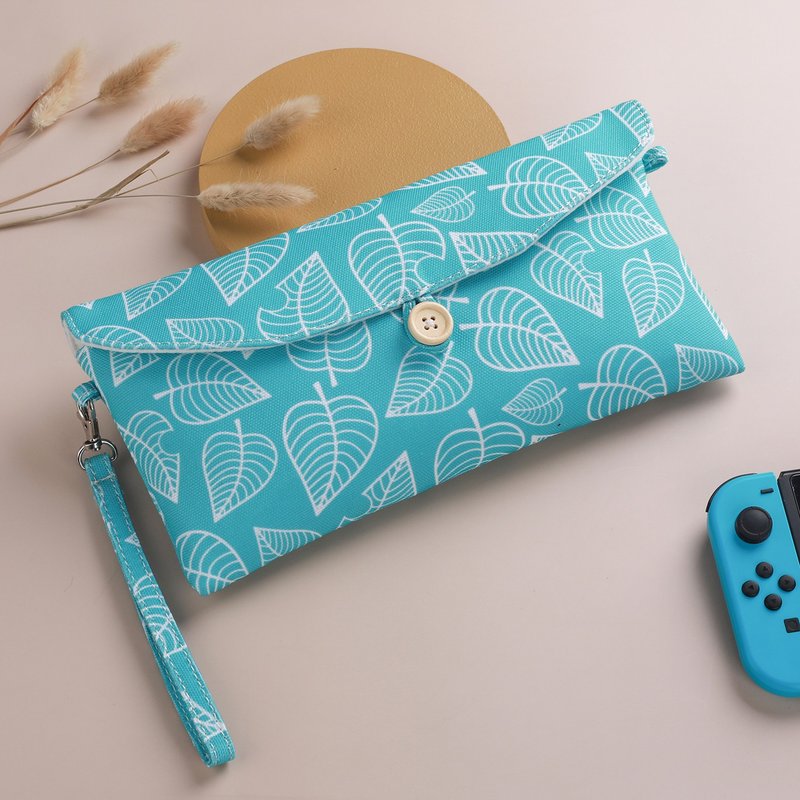 信封款式switch lite收納包switch保護包動物之森可斜跨斜背綠葉 - 科技小物 - 其他材質 綠色