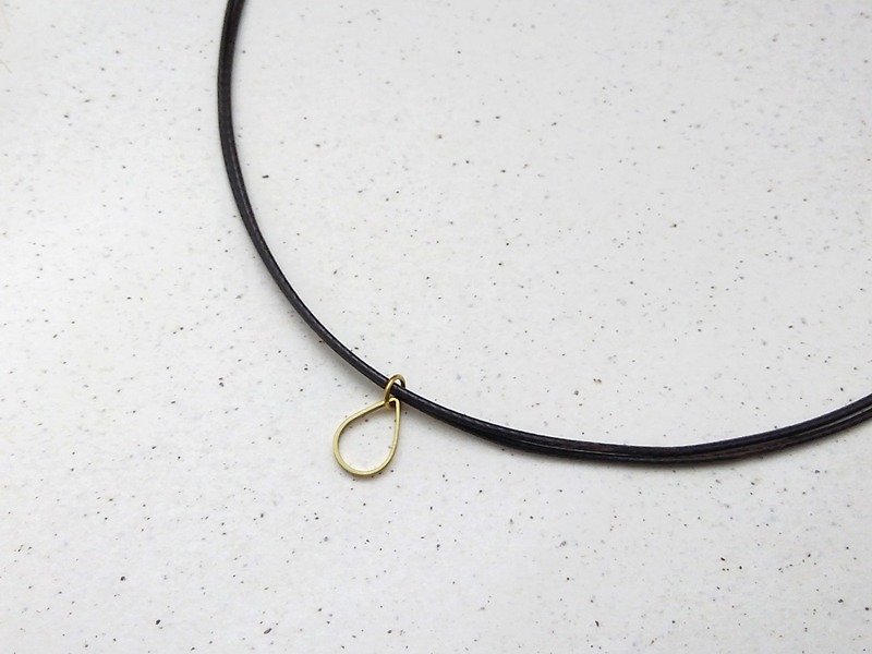 Wax line necklace Bronze mini droplets plain simple Wax rope thin line - สร้อยคอทรง Collar - วัสดุอื่นๆ สีทอง