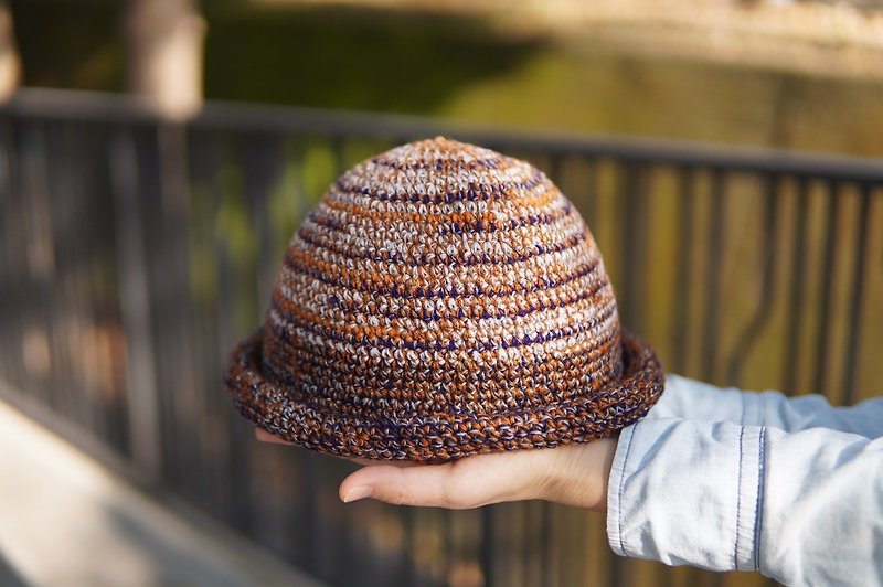 Braided Roll Cap - Coffee Gradient - Hats & Caps - Other Man-Made Fibers Multicolor