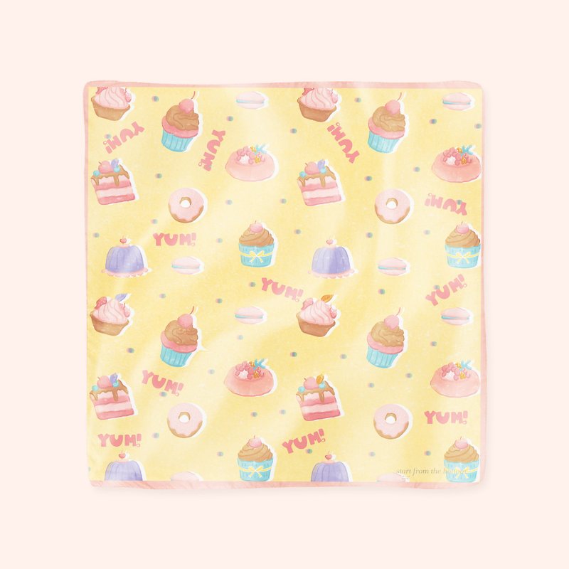 Illustrated Scarf - Patisserie Sweetie - 絲巾 - 聚酯纖維 橘色