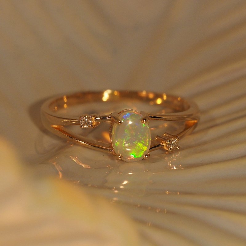 14K金雙蛋白石戒指14K Gold Opal Ring Double - 戒指 - 貴金屬 