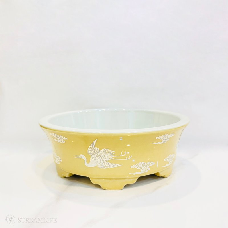 鴛鴦黃鶴瓷洗 - 擺飾/家飾品 - 瓷 黃色