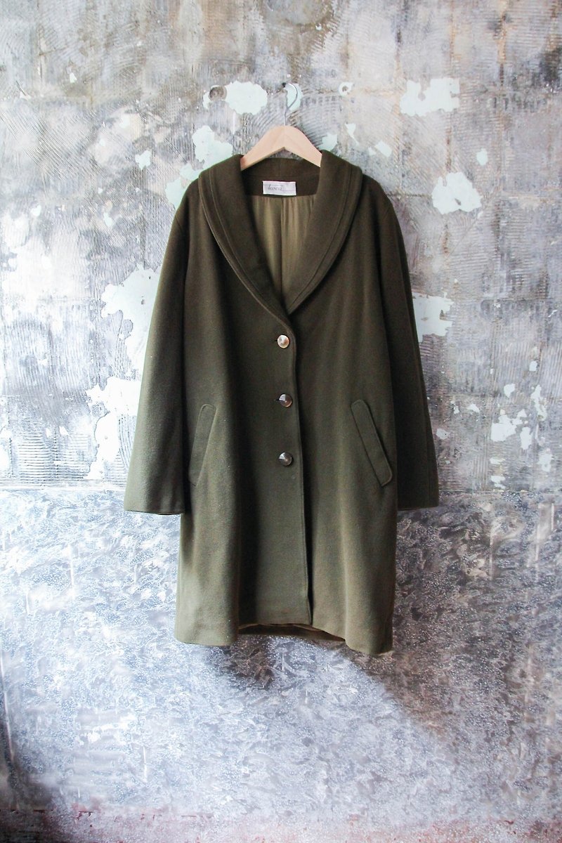 袅袅 department store -Vintage dark green elegant large collar fur coat retro - Women's Casual & Functional Jackets - Other Materials 