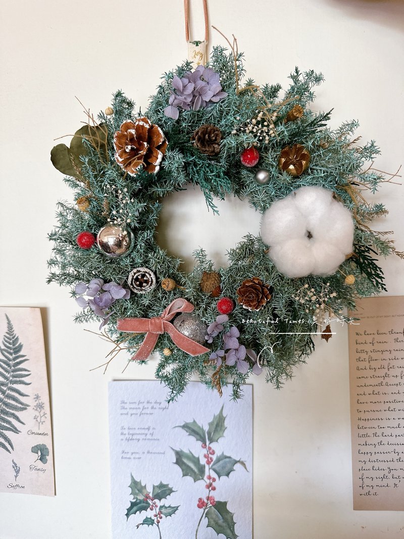 飄雪 | 25cm永生聖誕花圈、交換禮物 - 植物/盆栽/盆景 - 植物．花 綠色