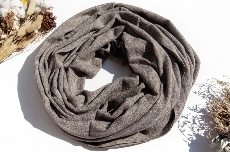 Cashmere/cashmere scarf/pure wool scarf/ring velvet shawl-coffee latte - Knit Scarves & Wraps - Wool Khaki