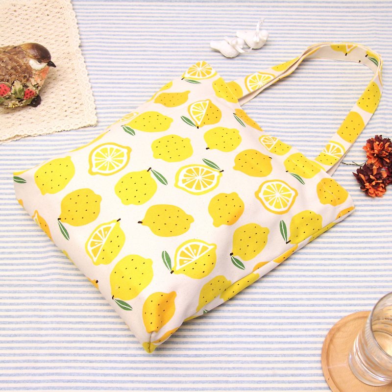 Rolia's hand made limited edition summer lemon rice white canvas bag shoulder bag only one - Messenger Bags & Sling Bags - Paper Multicolor