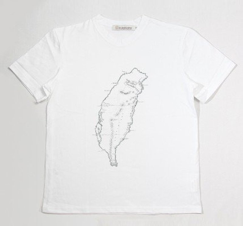 National Taiwan Museum of History - T-shirt embroidered map Fuermosha - Unisex Hoodies & T-Shirts - Cotton & Hemp White