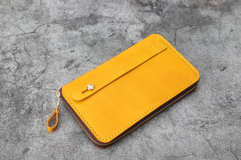 【客订版】旅行收纳包 护照包 手拿包 - 手拿包 - 真皮 黃色