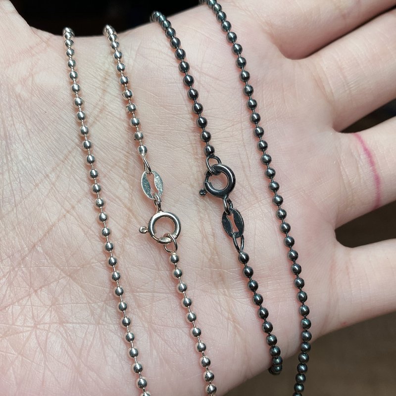 圓珠串鏈  / 925純銀項鍊 / 寬度2mm - 項鍊 - 純銀 銀色