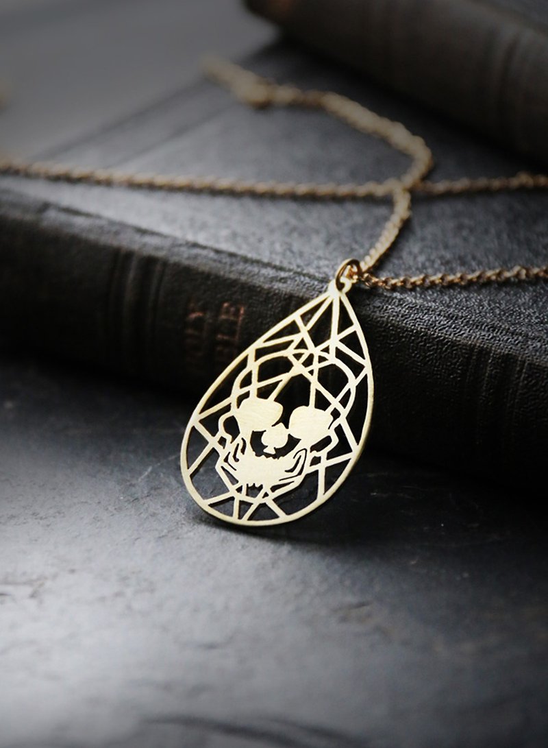 The Skull with Diamond shape (Hand Craft) Necklace V.2 - 項鍊 - 其他金屬 