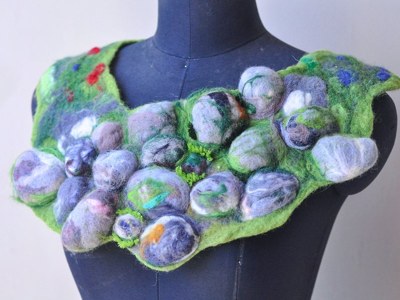 自然の秋と冬暖かい春偽の襟の襟の襟のネックレスの装飾の石畳の断片 - その他 - ウール グレー